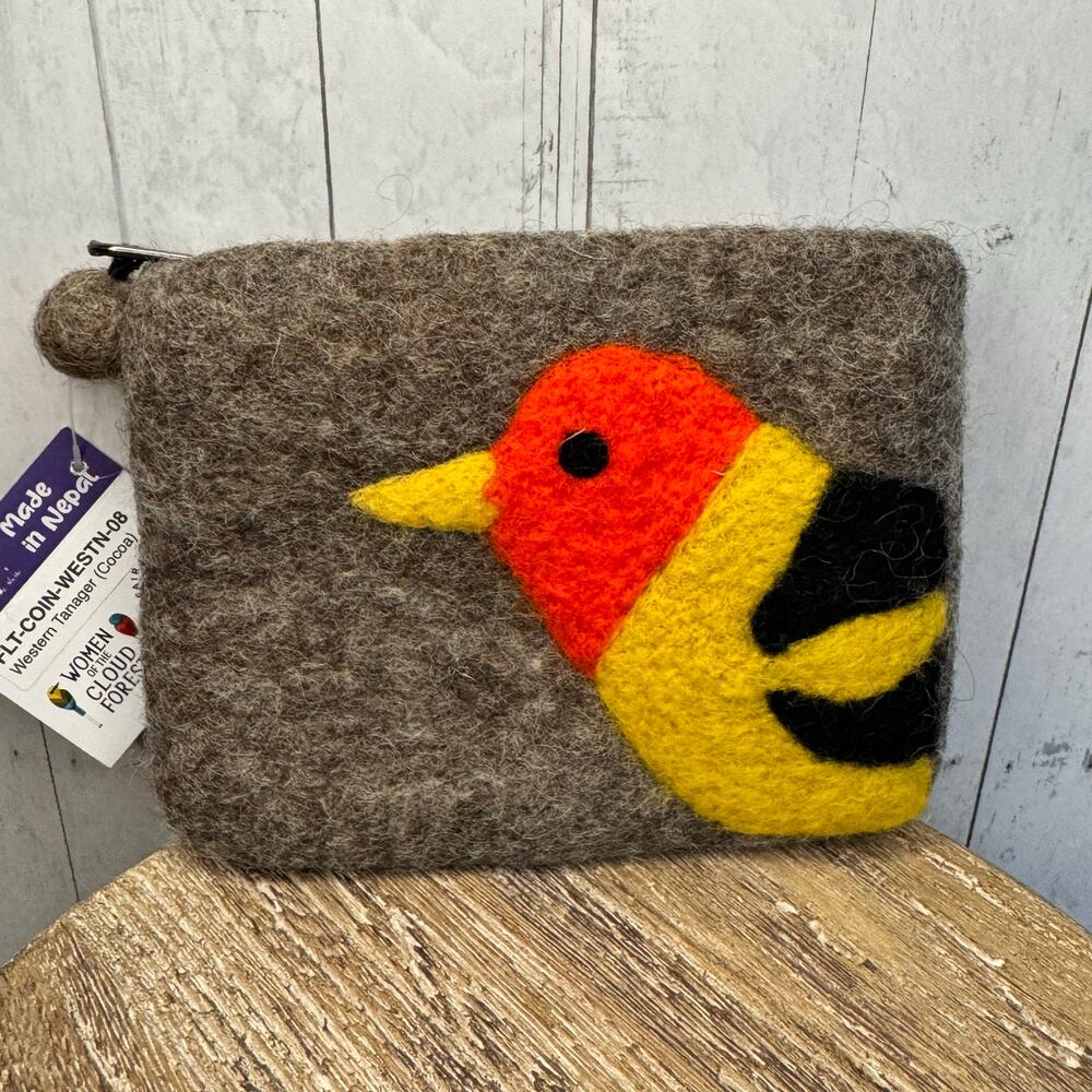 Felted Wool Brown Wallet Pouch Western Tanager Makeup Bag New FAST SHIP
